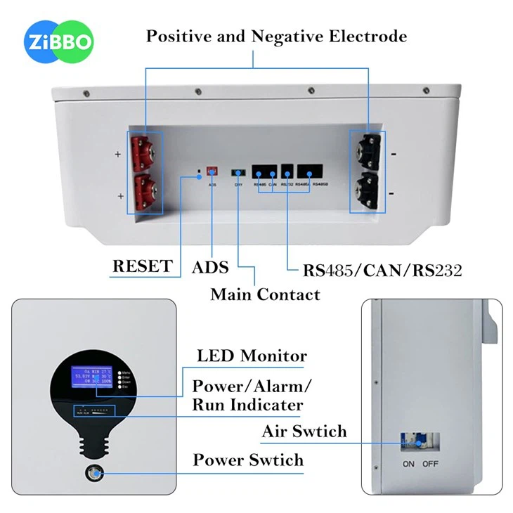 Solar Wall Mounted 5KWh Lithium-ion Battery 24V 48V 100AH 200Ah LiFePO4